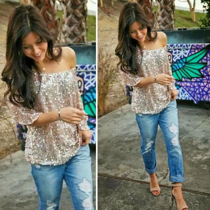 New Fashion Women Sexy Loose Off Shoulder